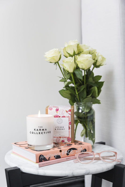 Clearance Lychee & Peony Scented Soy Candle