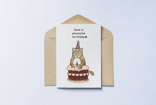 Pawsome Birthday Cat Greeting Card