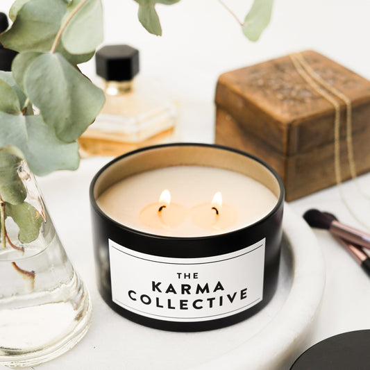 Lychee & Peony Scented Soy Candle Tin - Matte Black