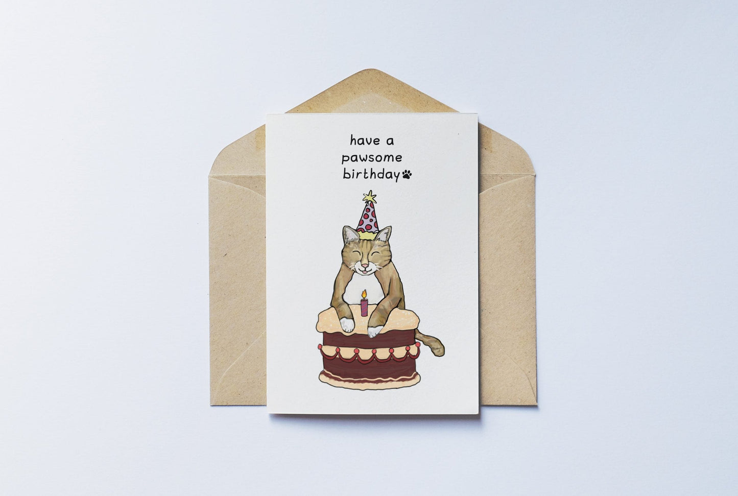 Pawsome Birthday Cat Greeting Card